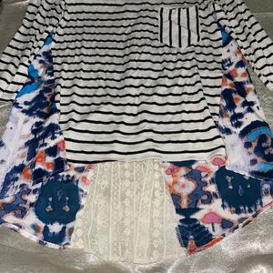 Striped and Patterned Long Sleeve Top